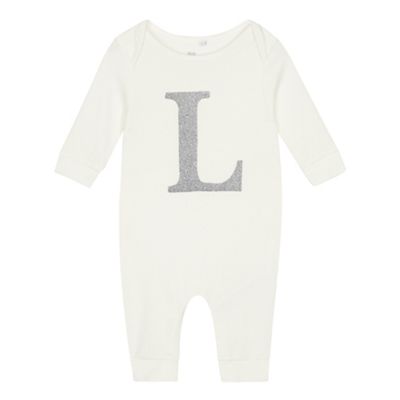 bluezoo - Babies' off-white 'L' sleepsuit