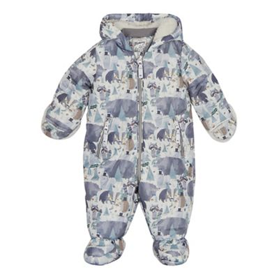 Mantaray - Babies grey woodland print snowsuit