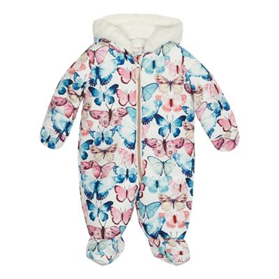 Mantaray - Baby girls' multi-coloured butterfly print snowsuit