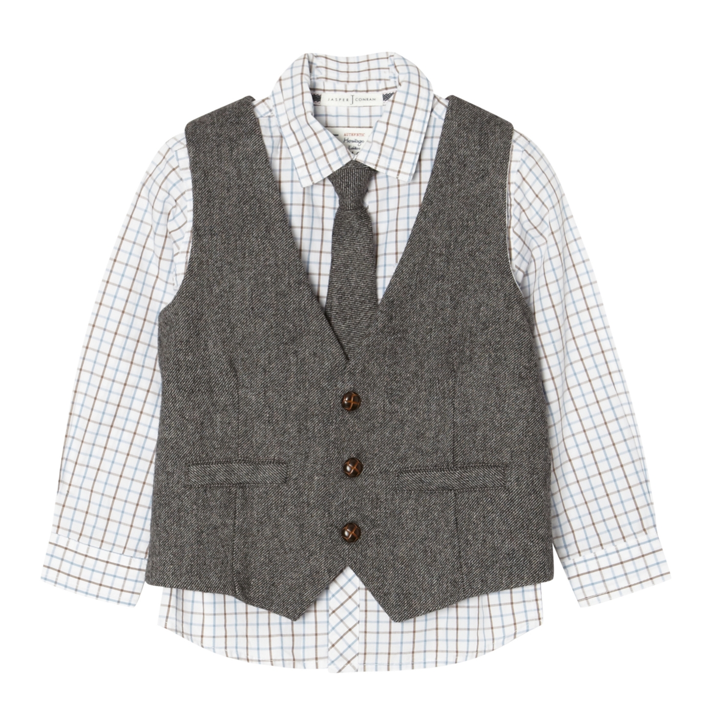 J by Jasper Conran Boys grey waistcoat, shirt and tie set