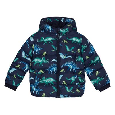 bluezoo - 'Boys' navy dinosaur print shower resistant jacket