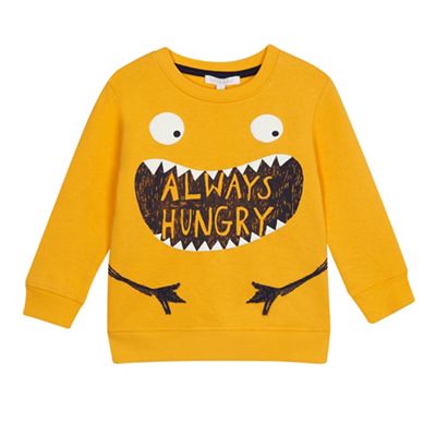 bluezoo - Boys' yellow 'Always hungry' slogan sweater