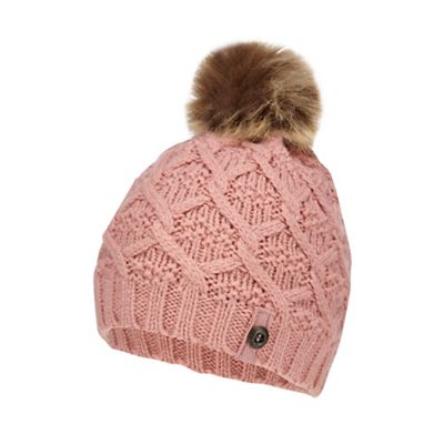 Mantaray - Girls' pink cable knit beanie