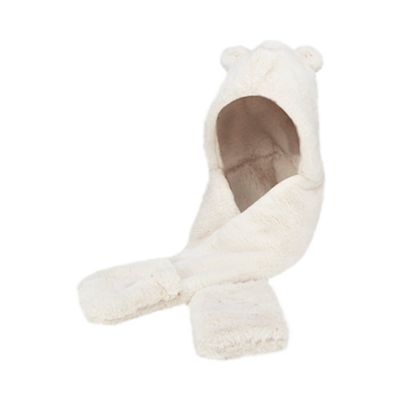 Mantaray - Girls' cream faux fur hat scarf