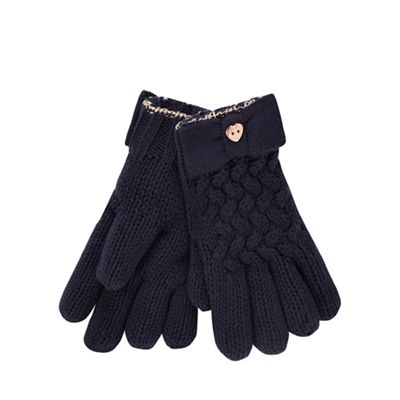 Baker by Ted Baker - Girls' navy cable knit gloves