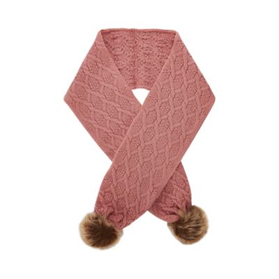Mantaray - Kids pink cable knit pom pom scarf