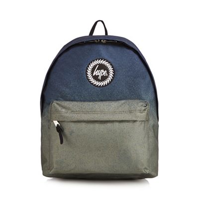 Hype - Navy and green faded embroidered logo backpack