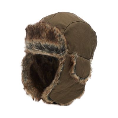 Mantaray - Boys' Khaki Faux Fur Lined Trapper Hat