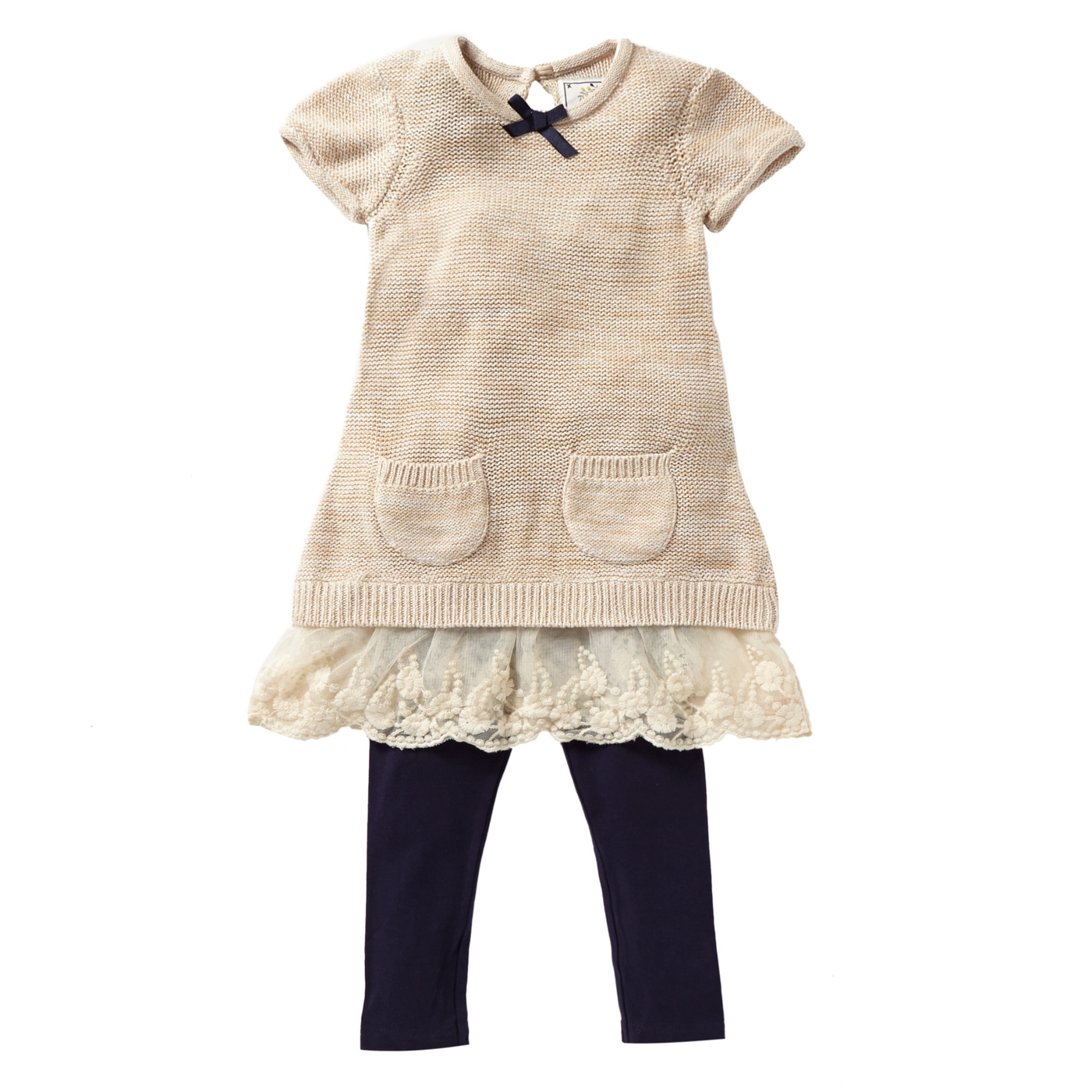 RJR.John Rocha Designer girls natural knitted tunic and leggings set