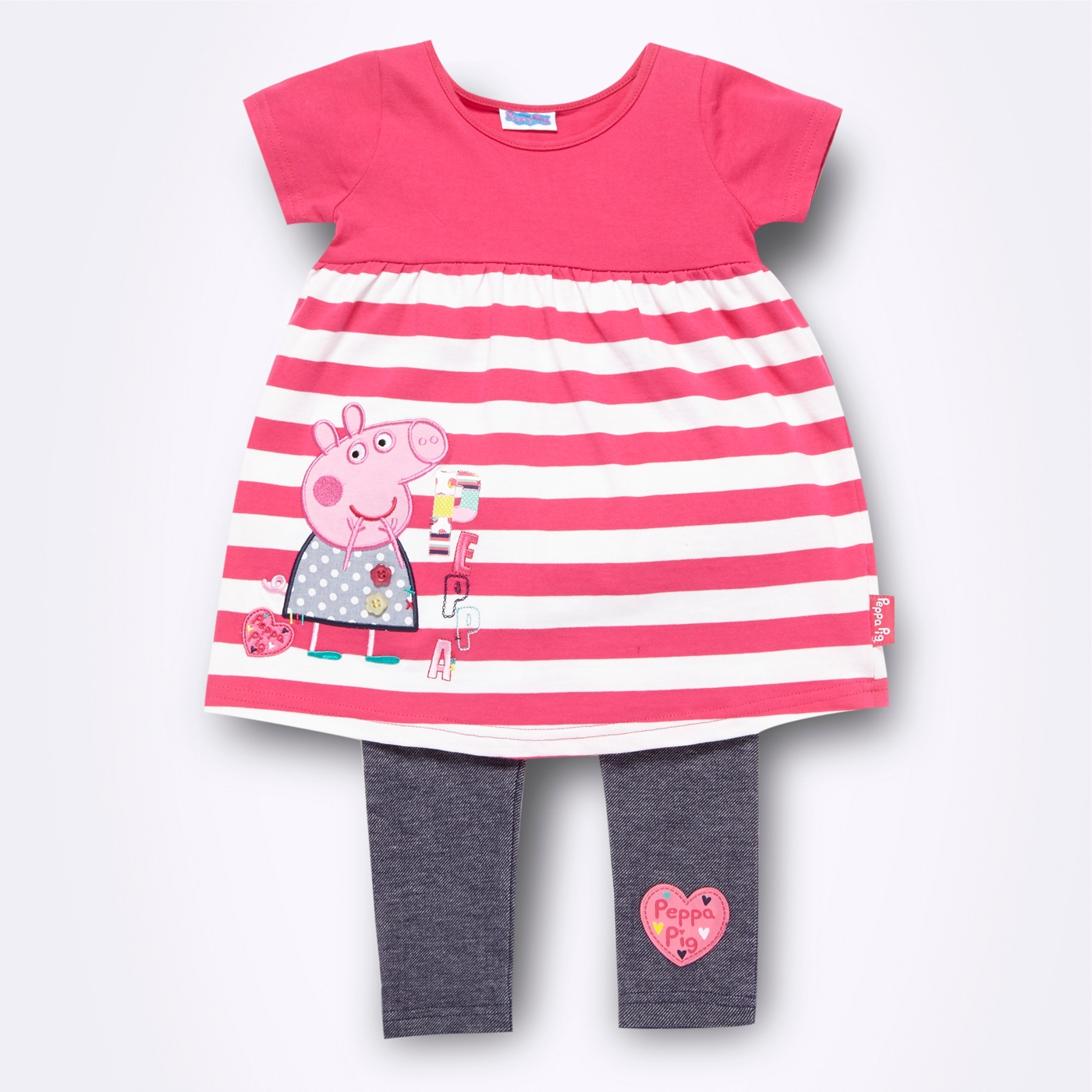 Peppa Pig Girls pink striped Peppa Pig tunic and leggings