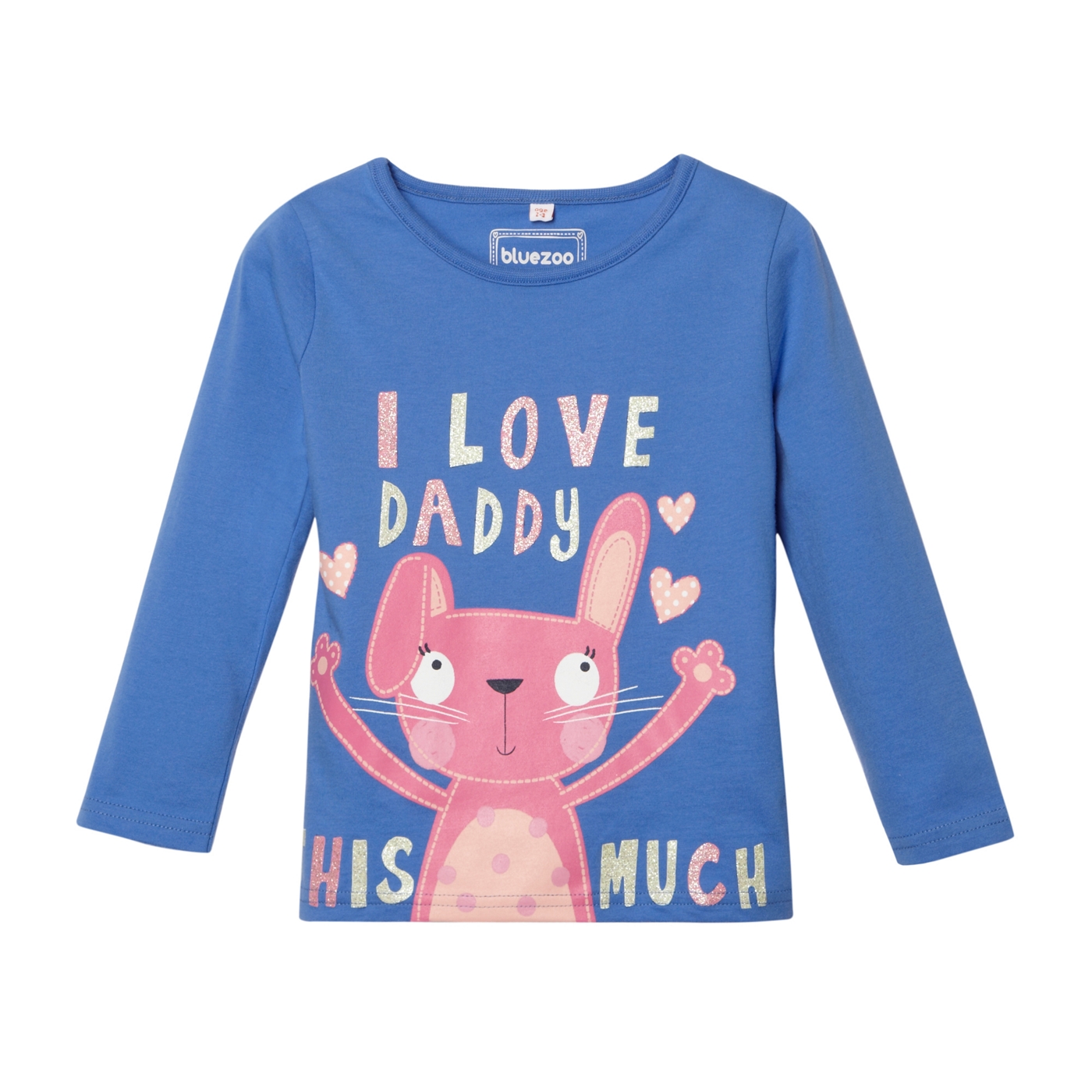 bluezoo Girls blue I Love Daddy bunny print top