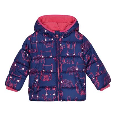 bluezoo - Girls' purple bunny and cat print coat