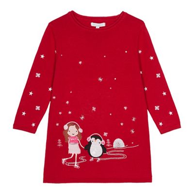 bluezoo - Girls' red winter scene knit tunic