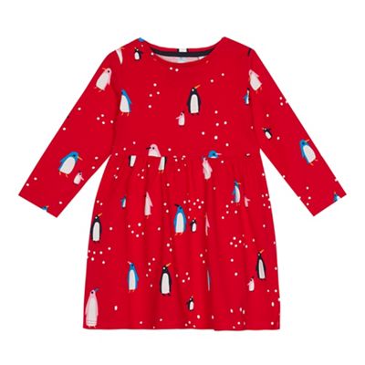 bluezoo - Girls' red penguin print dress