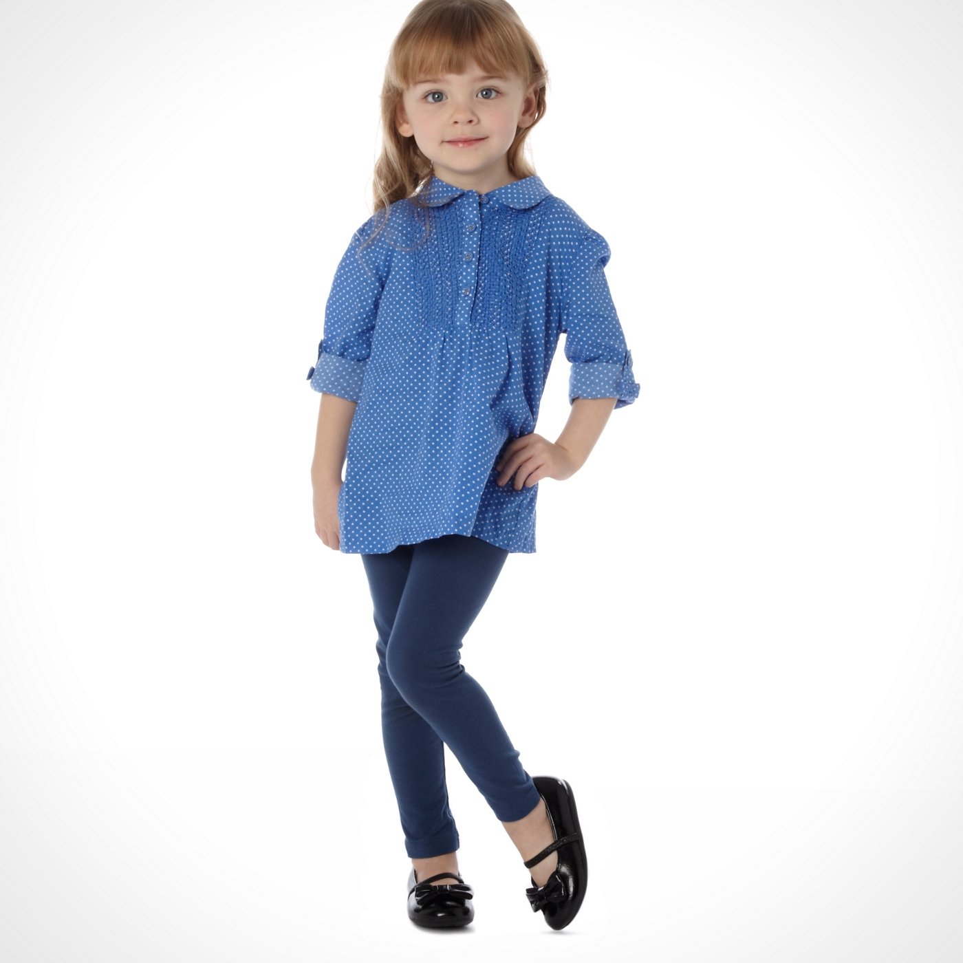 bluezoo Girls blue spotted tunic and leggings set