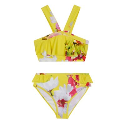 Baker by Ted Baker - 'Girls' yellow floral print bikini
