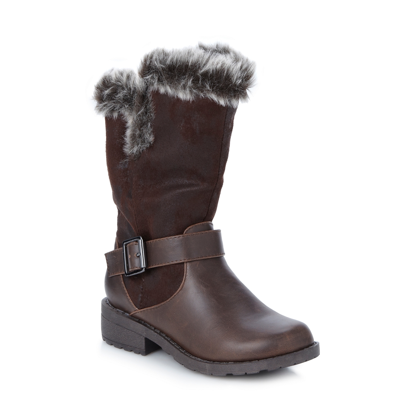 bluezoo Girls brown faux fur lined boots