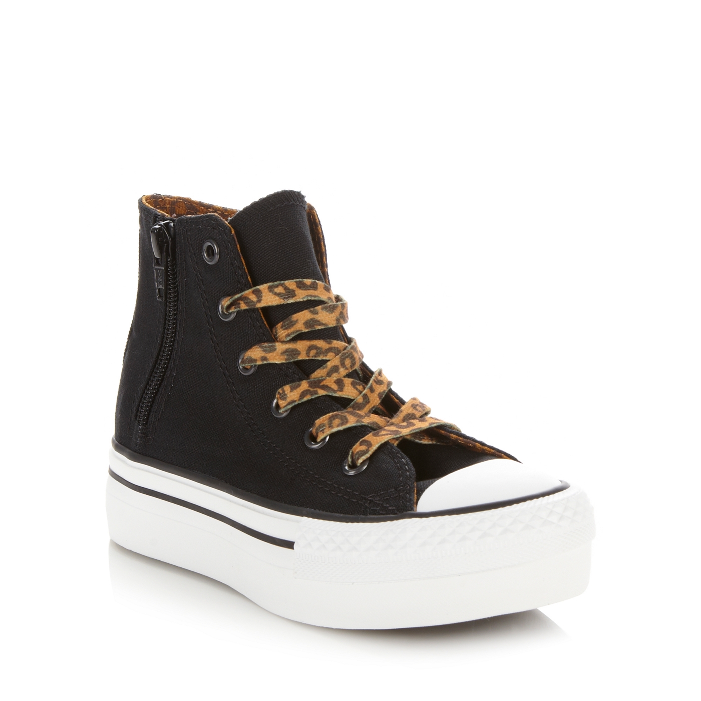 Converse Girls black side zip high top trainer