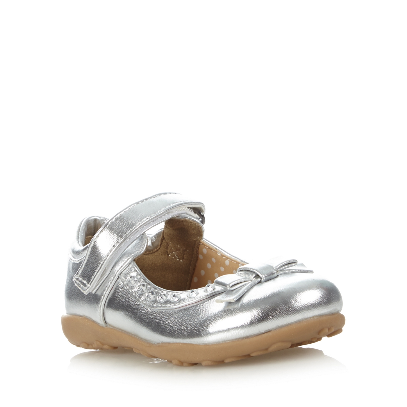 bluezoo Girls silver gem bow shoes