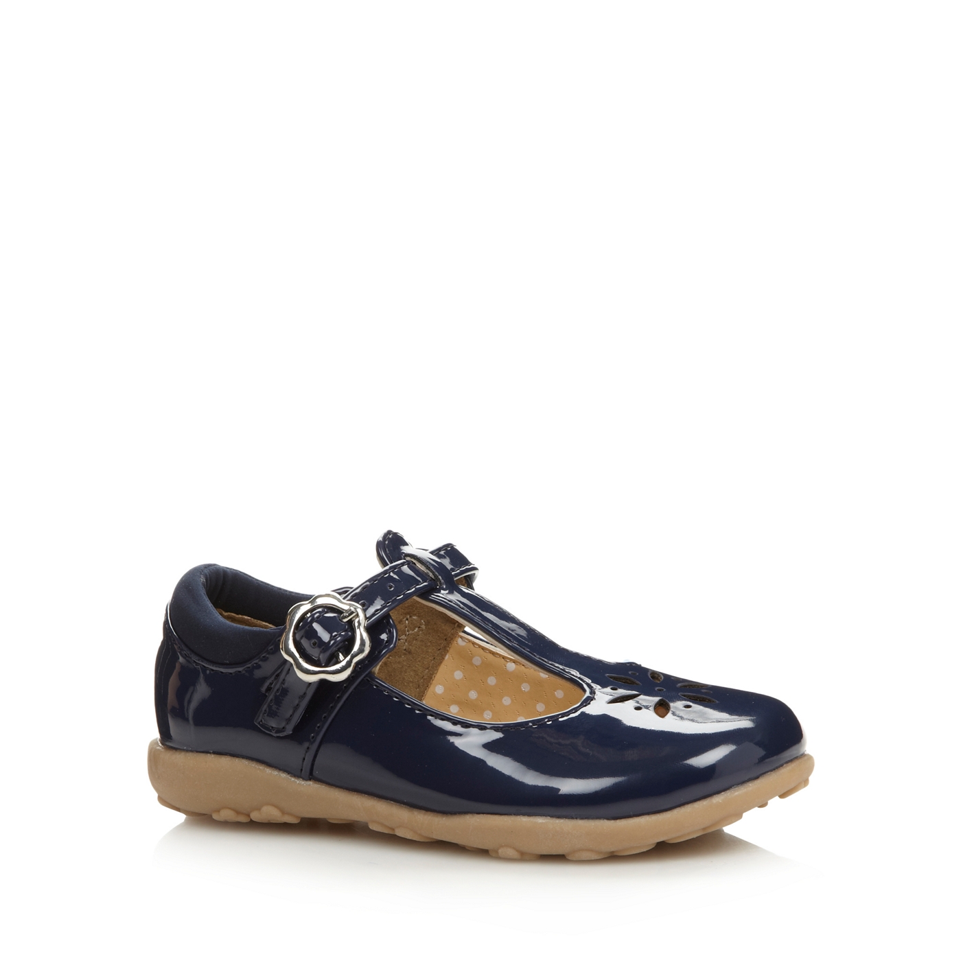 bluezoo Girls navy patent cutout shoes