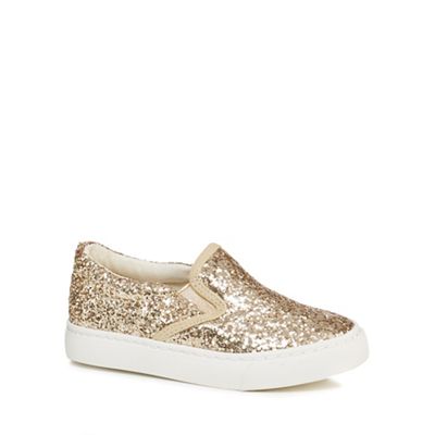 bluezoo - Girls' gold glittery slip on trainers
