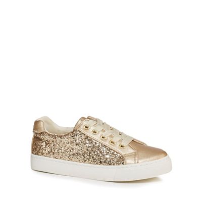 bluezoo - Girls' gold glittery lace up trainers