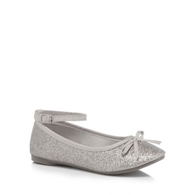 bluezoo - Girls' silver glitter ankle strap pumps