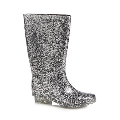 bluezoo - 'Girls' silver glitter wellies