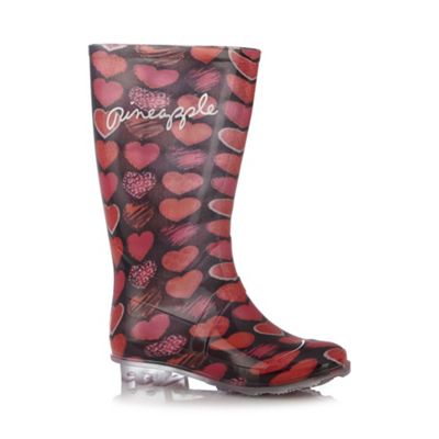 Pineapple - Girl's pink heart wellington boots