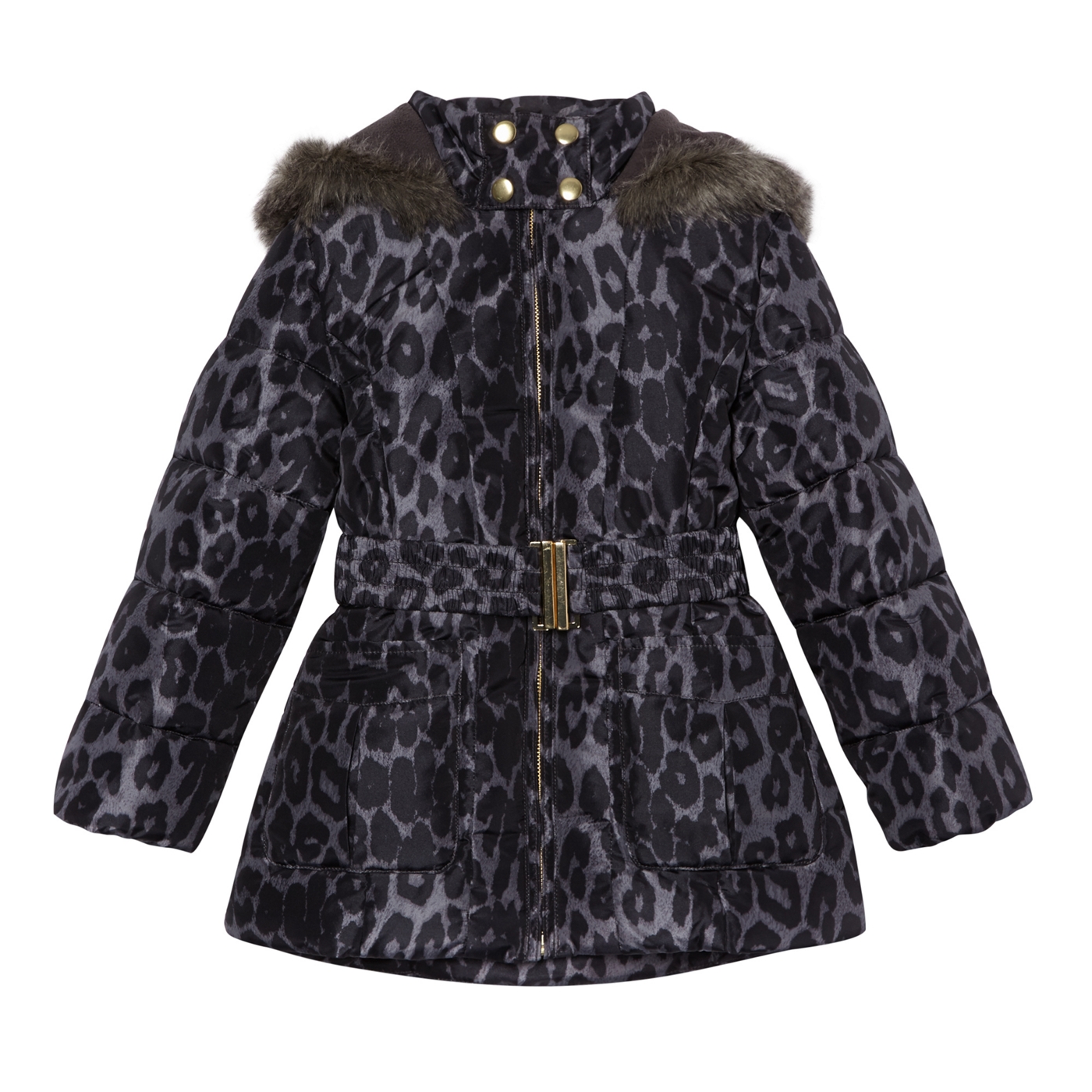 bluezoo Girls grey animal printed padded coat