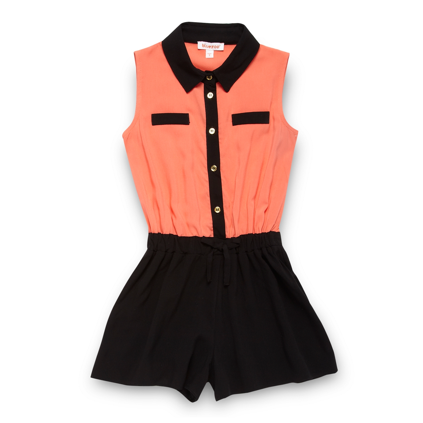 bluezoo Girls coral colour block playsuit