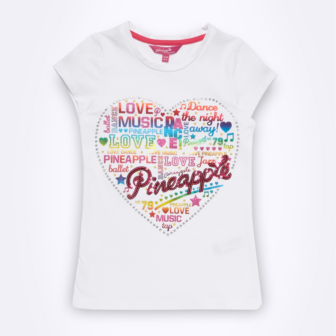 Pineapple Pineapple girls white heart logo t shirt