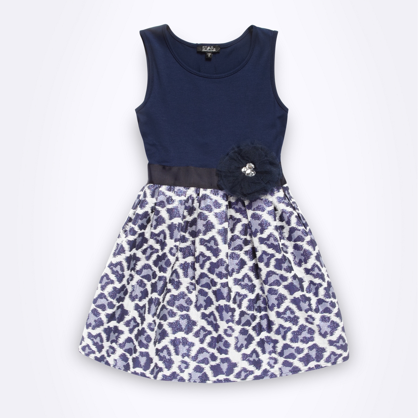 Star by Julien Macdonald Designer girls navy animal jacquard dress