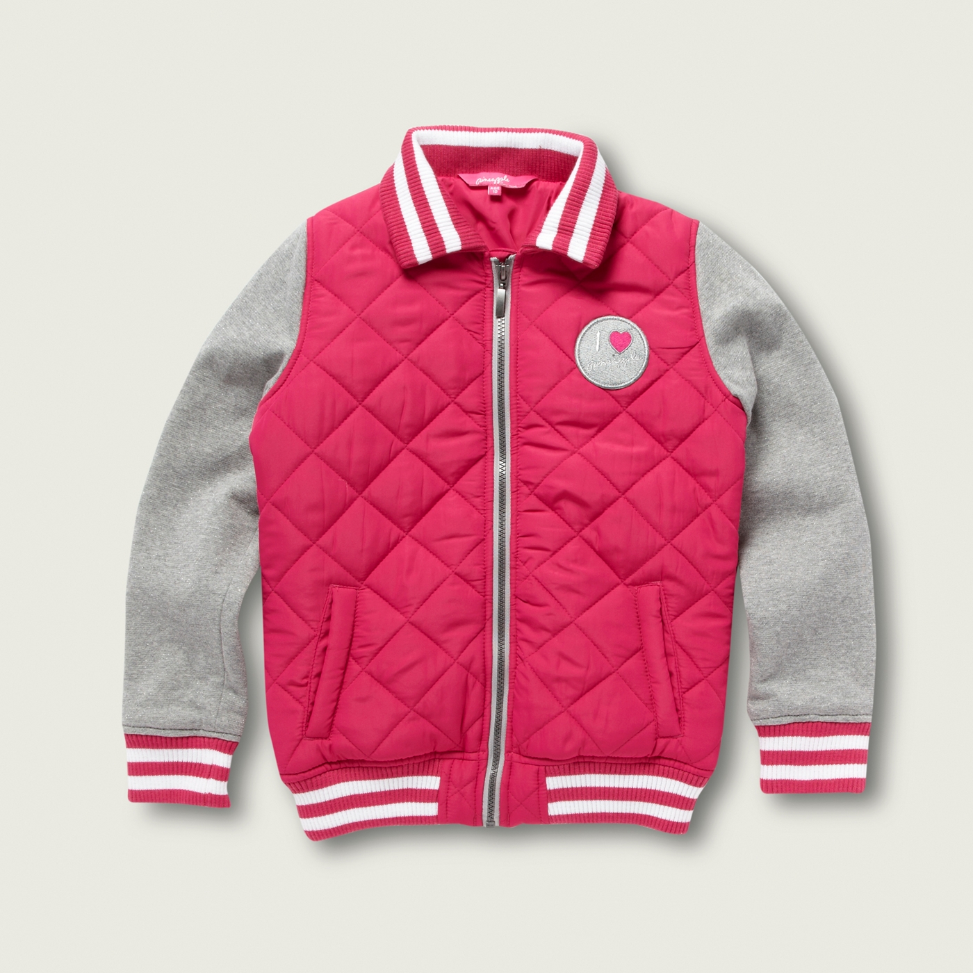 Pineapple Pineapple girls bright pink quilted baseball jacket