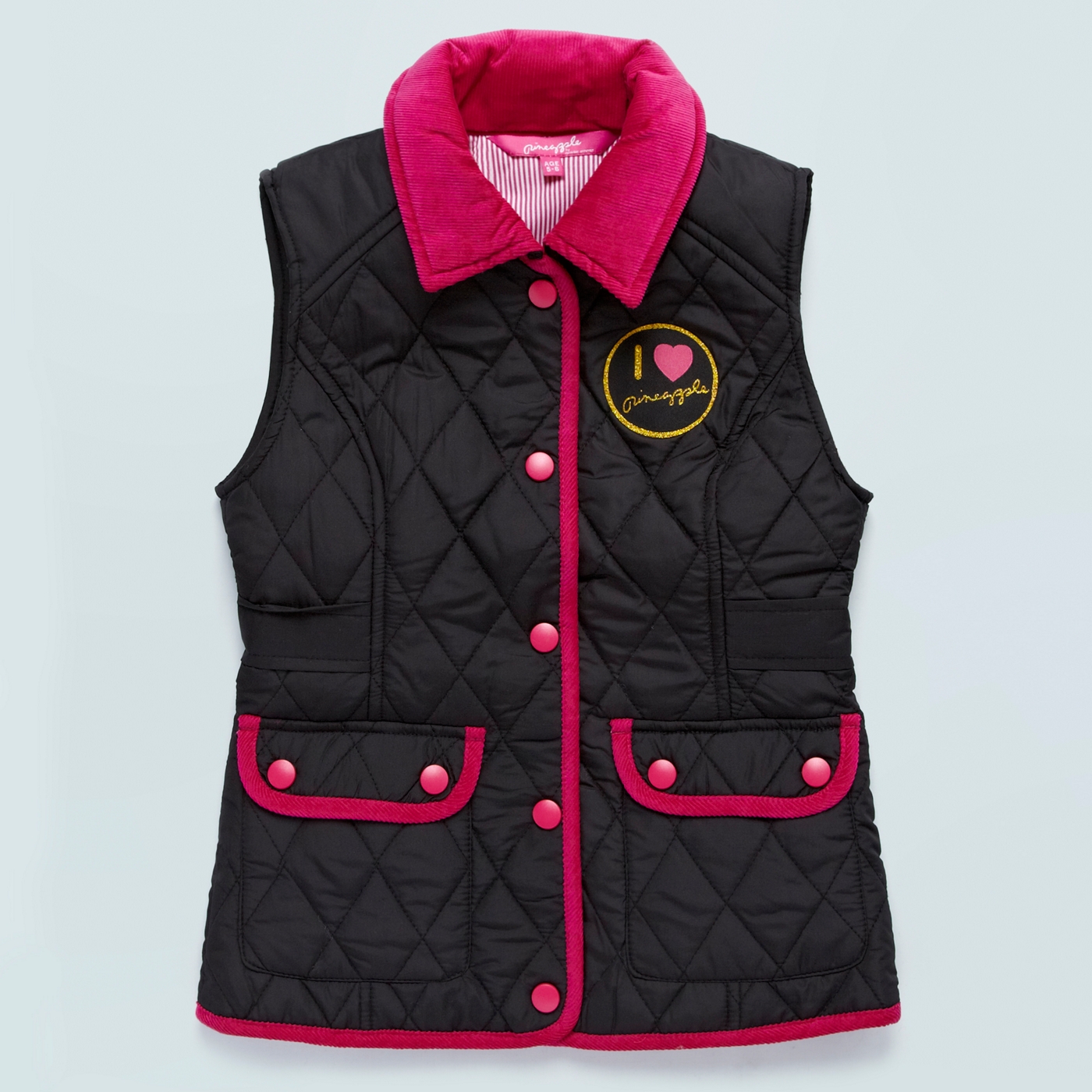 Pineapple Pineapple girls black quilted gilet