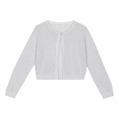 bluezoo - 'Girls' silver glitter long sleeve cardigan