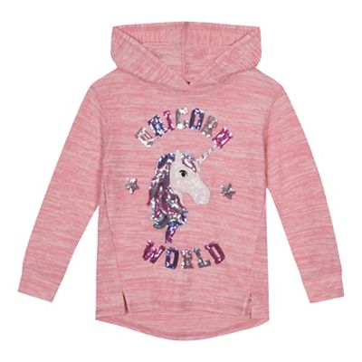 bluezoo - 'Girls' pink sequinned unicorn hoodie