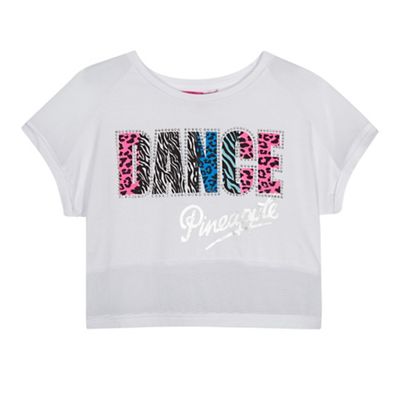 Pineapple - Girls' white animal print 'Dance' crop top