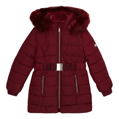 J by Jasper Conran - 'Girls' dark red padded shower resistant coat