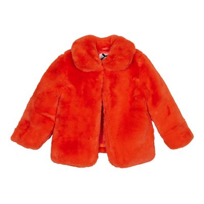 J by Jasper Conran - Girls' bright orange faux fur coat