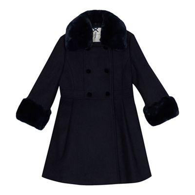 J by Jasper Conran - Girls' navy faux fur riding coat