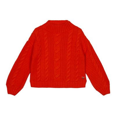 J by Jasper Conran - Girls' bright orange cable knit jumper