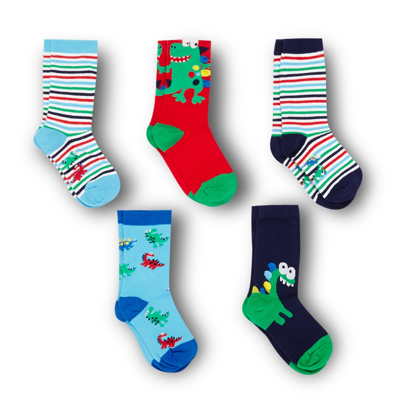 bluezoo Boys pack of five blue dinosaur socks