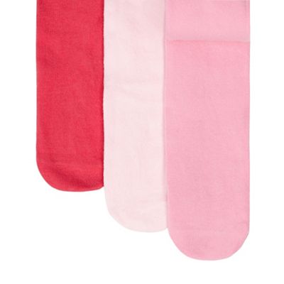 Debenhams - Pack of three girls' pink super soft tights