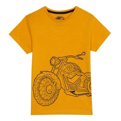 bluezoo - Boys' dark yellow motorbike print t-shirt