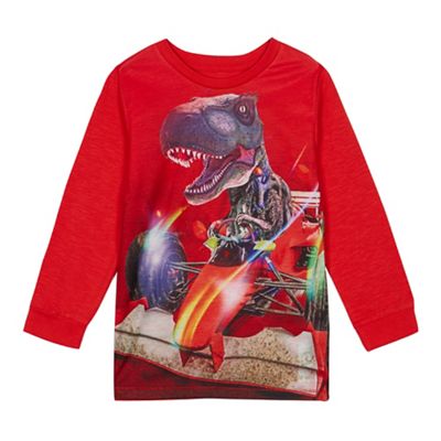 bluezoo - Boys' red racing dinosaur print top