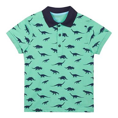 Boy's green short sleeved dinosaur polo shirt - T-shirts & tops ...