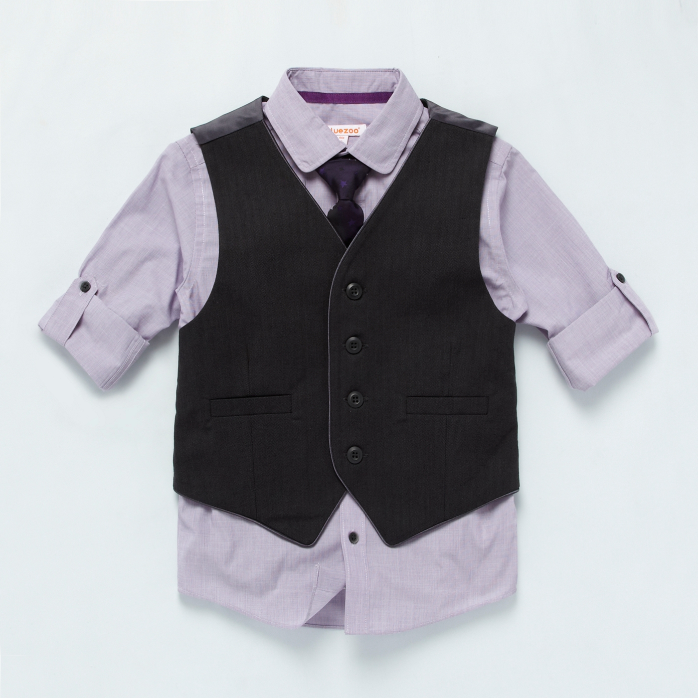 bluezoo Boys lilac dress shirt, waistcoat and tie set