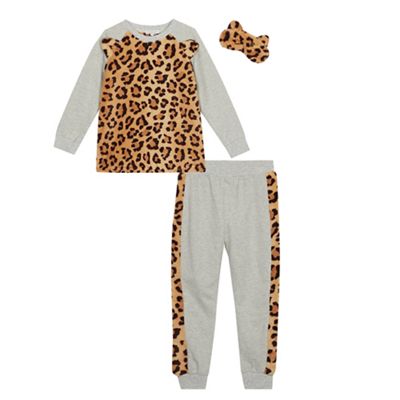 bluezoo - Girls' Brown Leopard Pyjama Set
