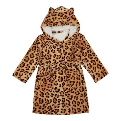 bluezoo - Kids' brown leopard print dressing gown